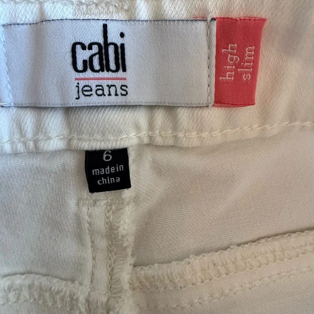 CAbi White Distressed Straight-Leg Jeans - Picture 7 of 8